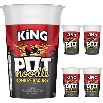 5 x 114g King Size Pot Noodle Bombay Bad Boy Pasta Vegetarian Snack Food