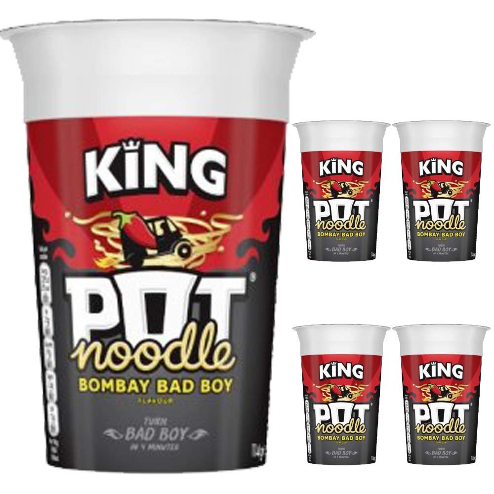 5 x 114g King Size Pot Noodle Bombay Bad Boy Pasta Vegetarian Snack Food