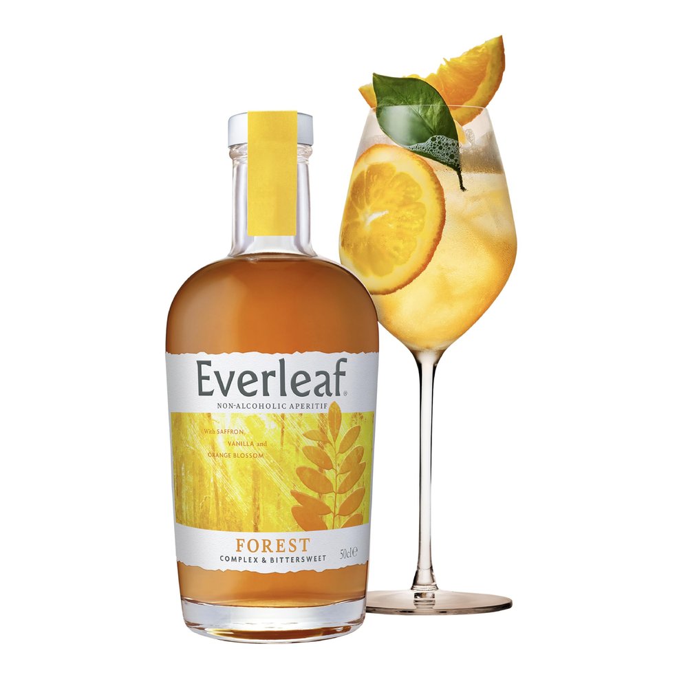 Everleaf Forest - Non-Alcoholic Aperitif (50cl) | Spirit Alternative | Prepare Easy Alcohol-Free Cocktails & Spritzes for Everyday Enjoyment | Made from Saffron, Vanilla & Orange Blossom | Drinks Gift