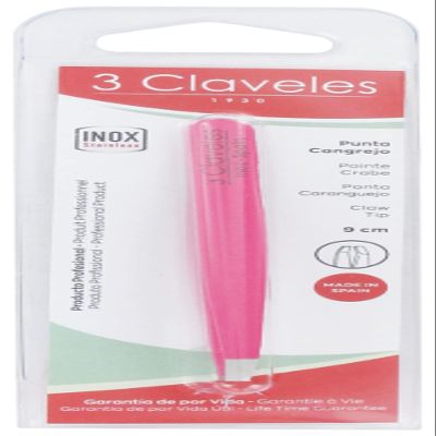 3 Claveles Tweezers Claw Tip Color 9cm - Pink