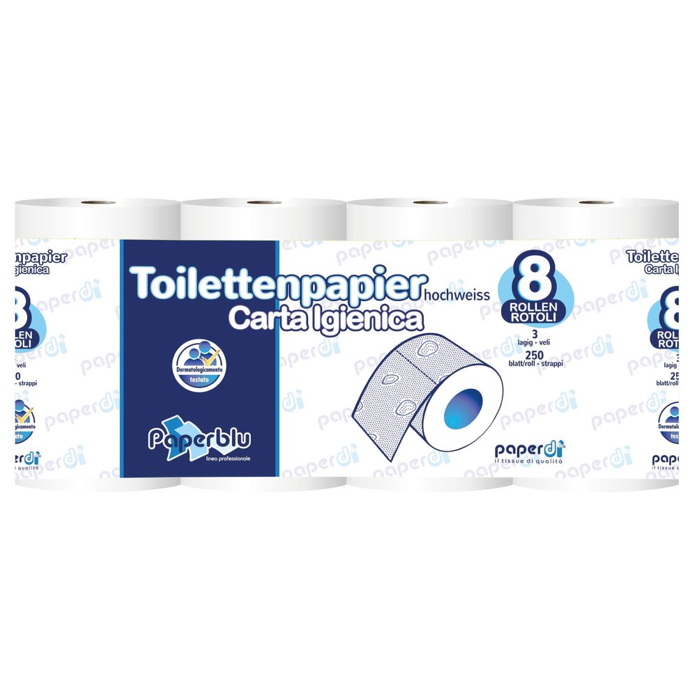 64 rolls of 3ply pure white cellulose toilet paper
