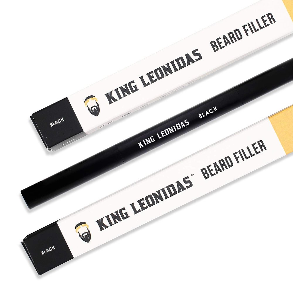 King Leonidas Beard Pencil Filler for Men (Black), Water-Resistant Beard Liner Pen for Marking & Detailing Patchy Beards, Mens Beard Shaper & Definer, Facial Hair Darkener for Natural Look