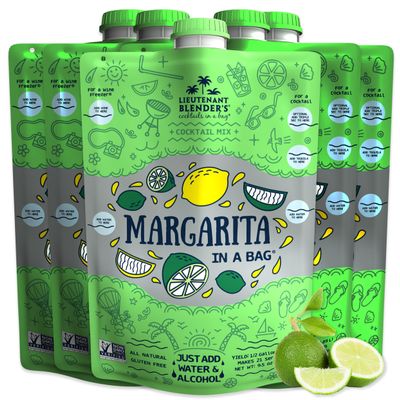 Lt. Blenders Skinny Margarita in a Bag - Low Calorie Margarita Mix - Each Bag Makes 1/2 Gallon of Frozen Skinny Margaritas -Cocktail Mix -No Blender Needed - Add Liquor, Wine or Mocktail (Pack of 5)
