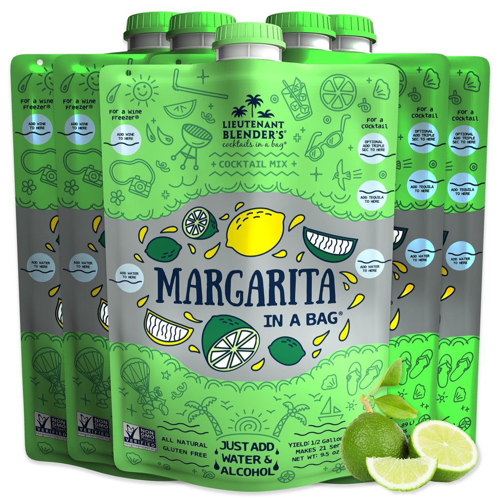 Lt. Blenders Skinny Margarita in a Bag - Low Calorie Margarita Mix - Each Bag Makes 1/2 Gallon of Frozen Skinny Margaritas -Cocktail Mix -No Blender Needed - Add Liquor, Wine or Mocktail (Pack of 5)