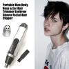 Portable Handy Mini Handsome Men Body Nose & Ear Hair Trimmer Nasal Cleaner Eyebrow Shaver Facial Hair Clipper-Silver & Black BCVBFGCXVB view 2