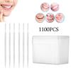Disposable Plastic Toothpick Dental Flossers Picks Portable Practical Oral Toothpick with Clear Case 1100Pcs Double Head Soft Interdental Teeth Cleaning Brush Tool Stick Green view 2