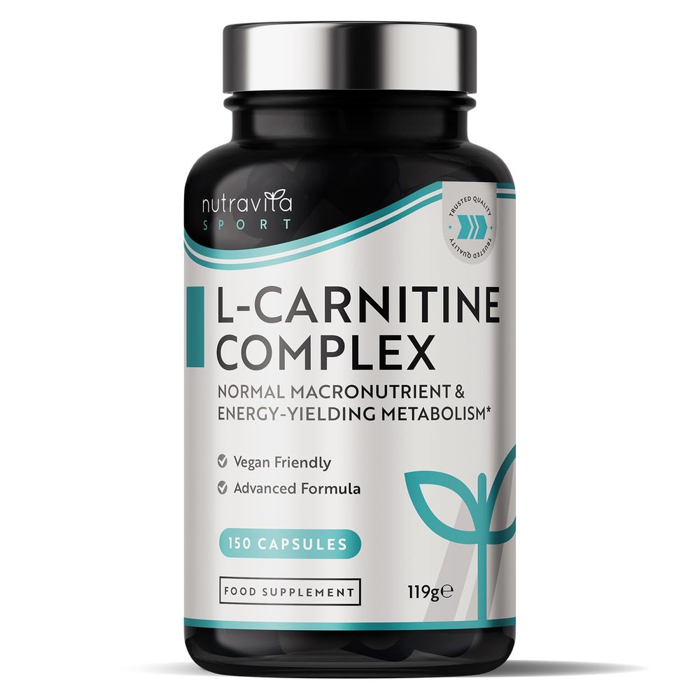 Nutravita L-Carnitine Complex - High Strength Capsules with Added Riboflavin, Biotin, Chromium, Vitamin D, B3 & B6 - Macronutrient & Energy Yielding Metabolism - 150 Vegan Capsules - Made in The UK