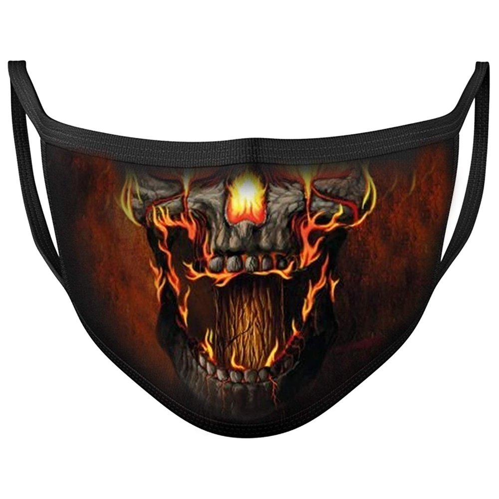 Darkwear Tiger Wolf Skull Cat Rose Sugar Skull Fashion Mask (Fire skull)