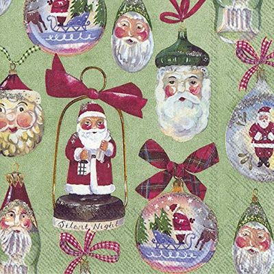 IHR Christmas Decorations Green Santa 3-Ply Luncheon Paper Napkins, Pack of 20