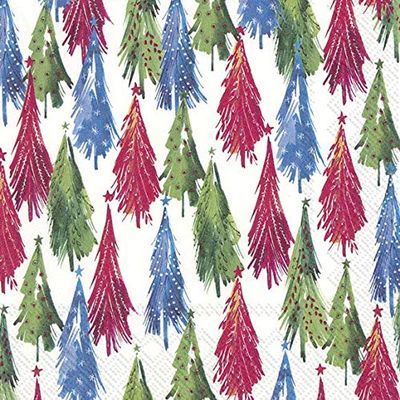 IHR Colourful Christmas Trees 3-Ply Luncheon Paper Napkins, Pack of 20