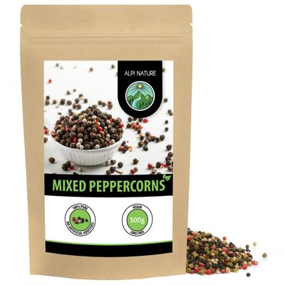 Alpi Nature Mixed Peppercorns 500g 1.1 lb, Whole Peppercorns, Black, White, Pink, Green Pepper