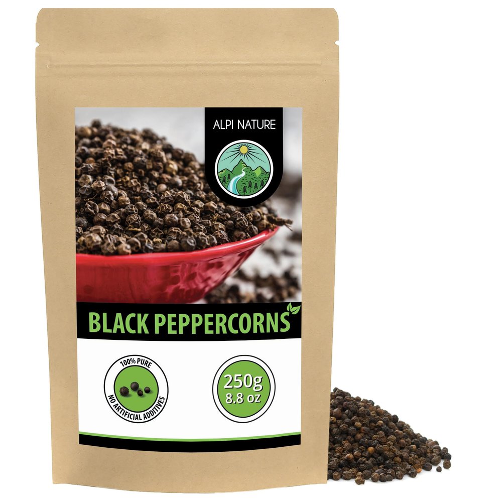 Alpi Nature Black Pepper 250g 8.8 oz, Whole Peppercorns, Black Peppercorns Whole for Cooking