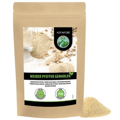 Alpi Nature White Pepper 250g 8.8 oz, Ground Peppercorns, Ground White Pepper Powder for Cooking