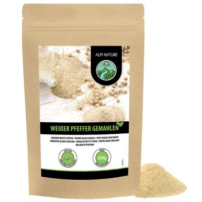 Alpi Nature White Pepper 500g 1.1 lb, Ground Peppercorns, Ground White Pepper Powder for Cooking