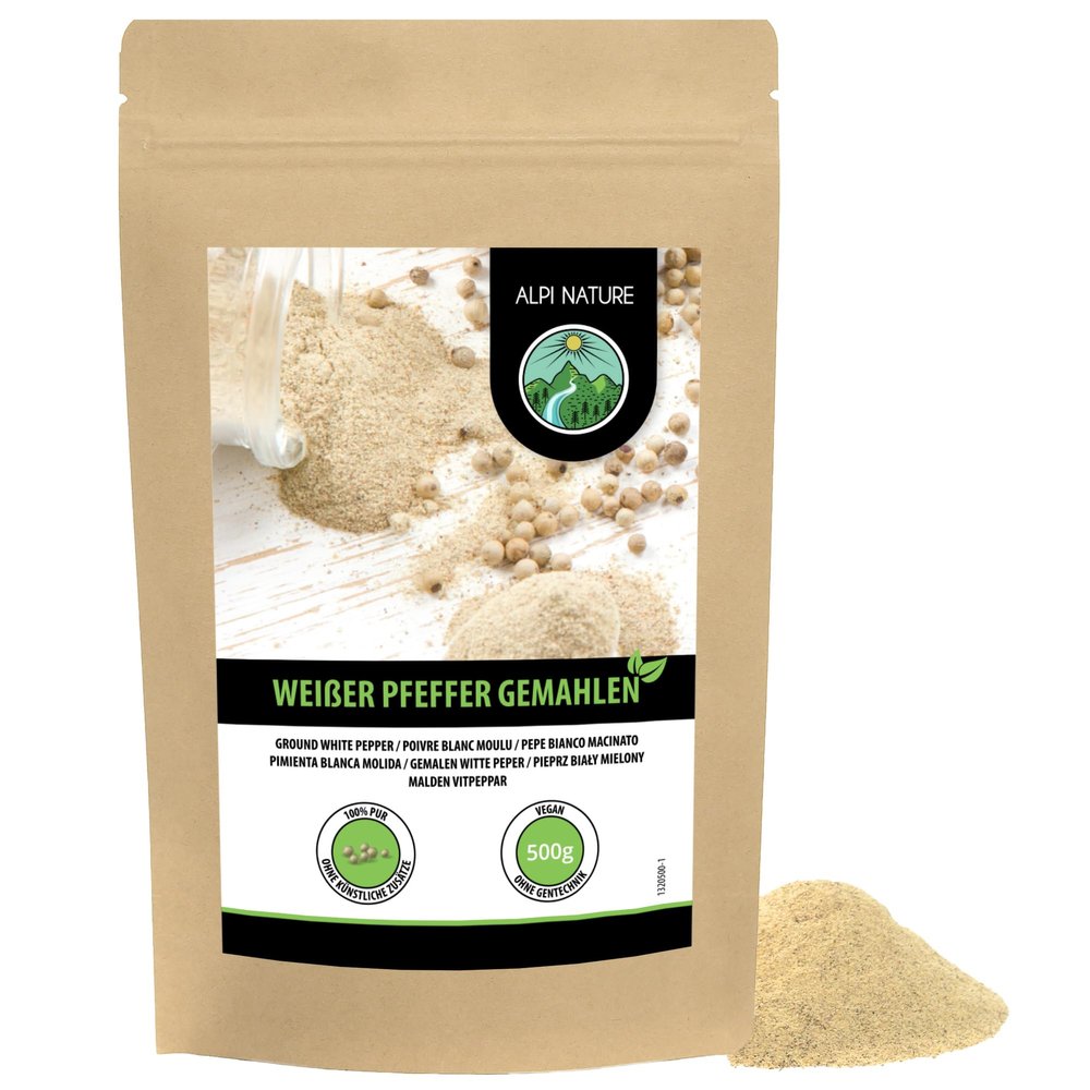 Alpi Nature White Pepper 500g 1.1 lb, Ground Peppercorns, Ground White Pepper Powder for Cooking