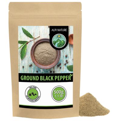Alpi Nature Black Peppercorns Ground 500g 1.1 lb, Ground Black Pepper Powder for Cooking