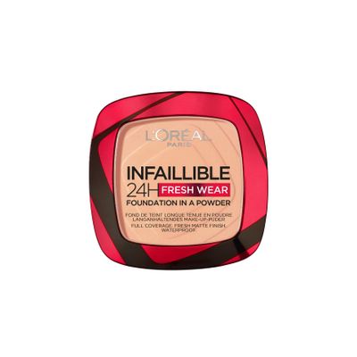 L'Oral Paris Infallible 24H Fresh Wear Foundation in a Powder, Full-coverage, Longwear, Weightless Smooth Finish, Water-proof and Transfer-proof, 245 Golden Honey