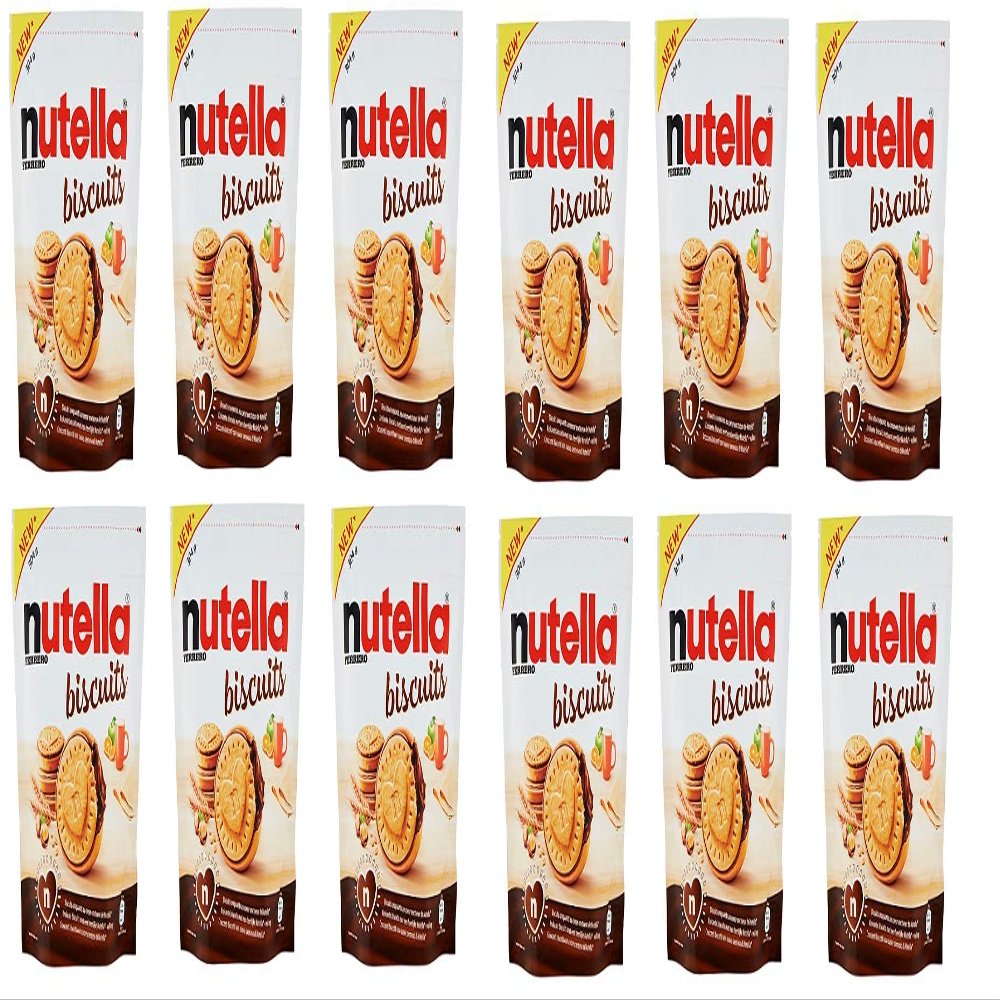 12x Ferrero Nutella Biscuits Cookies Filled with Nutella Biscuits with Hazelnut Cream Bag of 304g Sweet Snack
