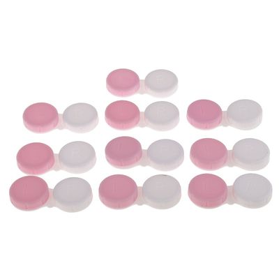 Tiuimk Contact Lenses Cases Double Storage Containers for Soaking Ocular Care, Pack of 10 (Pink)
