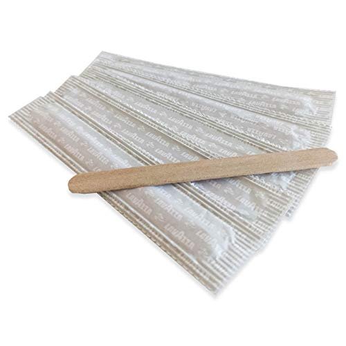 x300 Wooden Stirrers for Cafe, Hotel, Restaurant, Individually Wrapped with Lavazza Marks