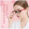 Reading Glasses, Narrow Frame, Rectangular Design, Anti-Fatigue, Reading Aids for Computers, Mobile Phones, Tvs, Stylish, Comfortable, Anti-Blue TR Eyeglasses,black red,+3.25 view 2