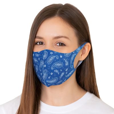 Komonee Face Mask Washable Reusable Blue Paisley Dustproof Cloth Mouth Cover Covering For Men Women Outdoors Indoors Cycling Ski Protection