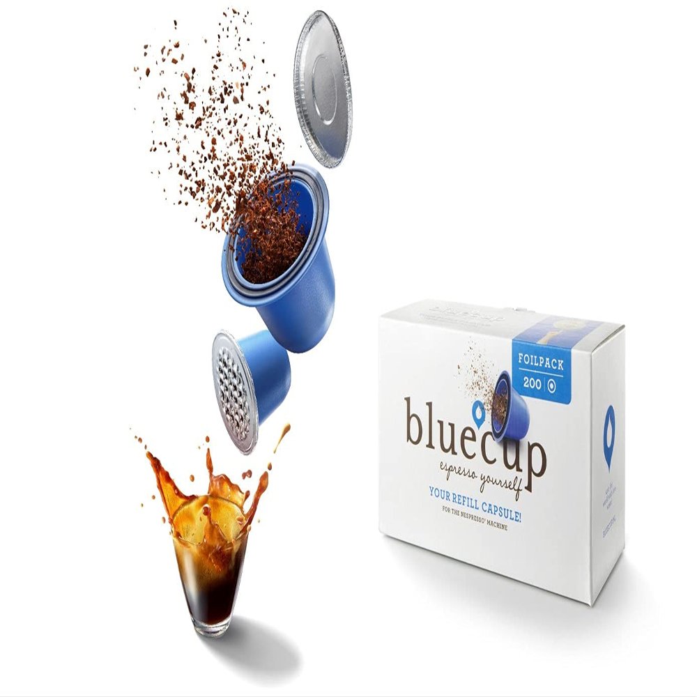 BLUECUP Reusable Capsule, Lids for Use with Bluecup Refillable Capsules, Supplement [200 lids]