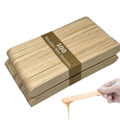 Vanity UK 100 pcs Wooden Wax Spatulas Disposable Salon Professional Quality Waxing Sticks Applicators Suitable For Warm and Hot Depilation Body Hair Removal