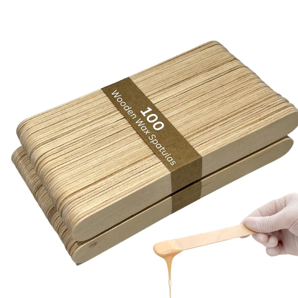 Vanity UK 100 pcs Wooden Wax Spatulas Disposable Salon Professional Quality Waxing Sticks Applicators Suitable For Warm and Hot Depilation Body Hair Removal