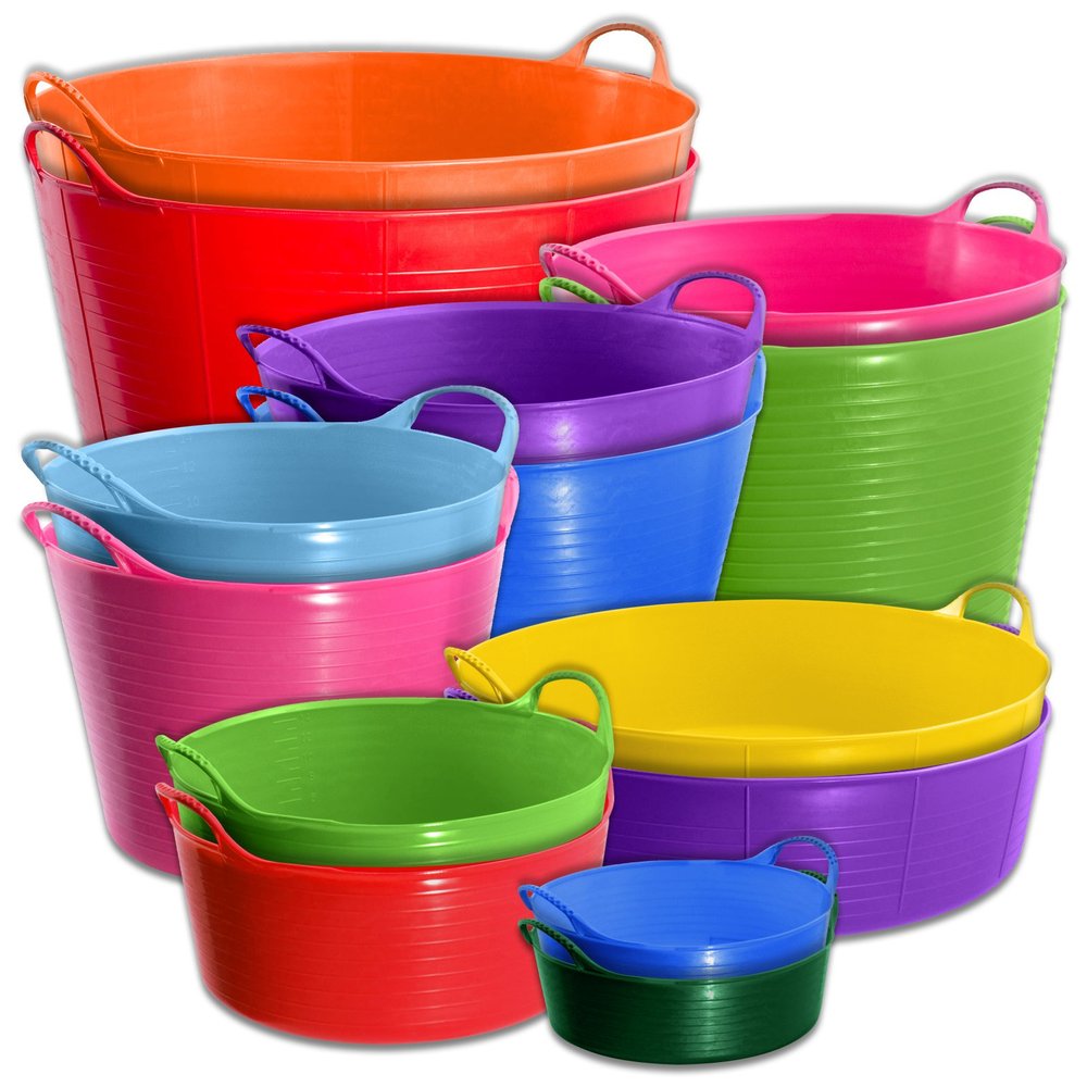 Red Gorilla 5L Mini Flexible 2-Handled Recycled Tub in Red Weather Resistant Suitable for Animal Horse or Pet Food Storage and Preparation DIY Builders Gardening