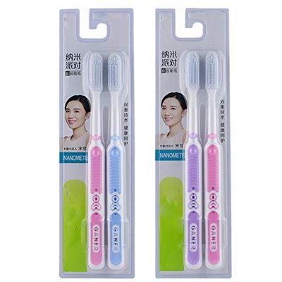 2PCS Soft Toothbrush Adult Silicone Nano Brush Oral Care Nano-Antibacterial Toothbrush Oral Cleaning Tool