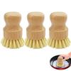 3 Pack Bamboo Dish Scrub Brushes,Kitchen Cleaning Scrubbers Mini Palm Scrub Brush Kit for Cast Iron Skillet,Pots,Pans,Vegetable,Kitchen Sink,Bathroom,Household Cleaning view 1