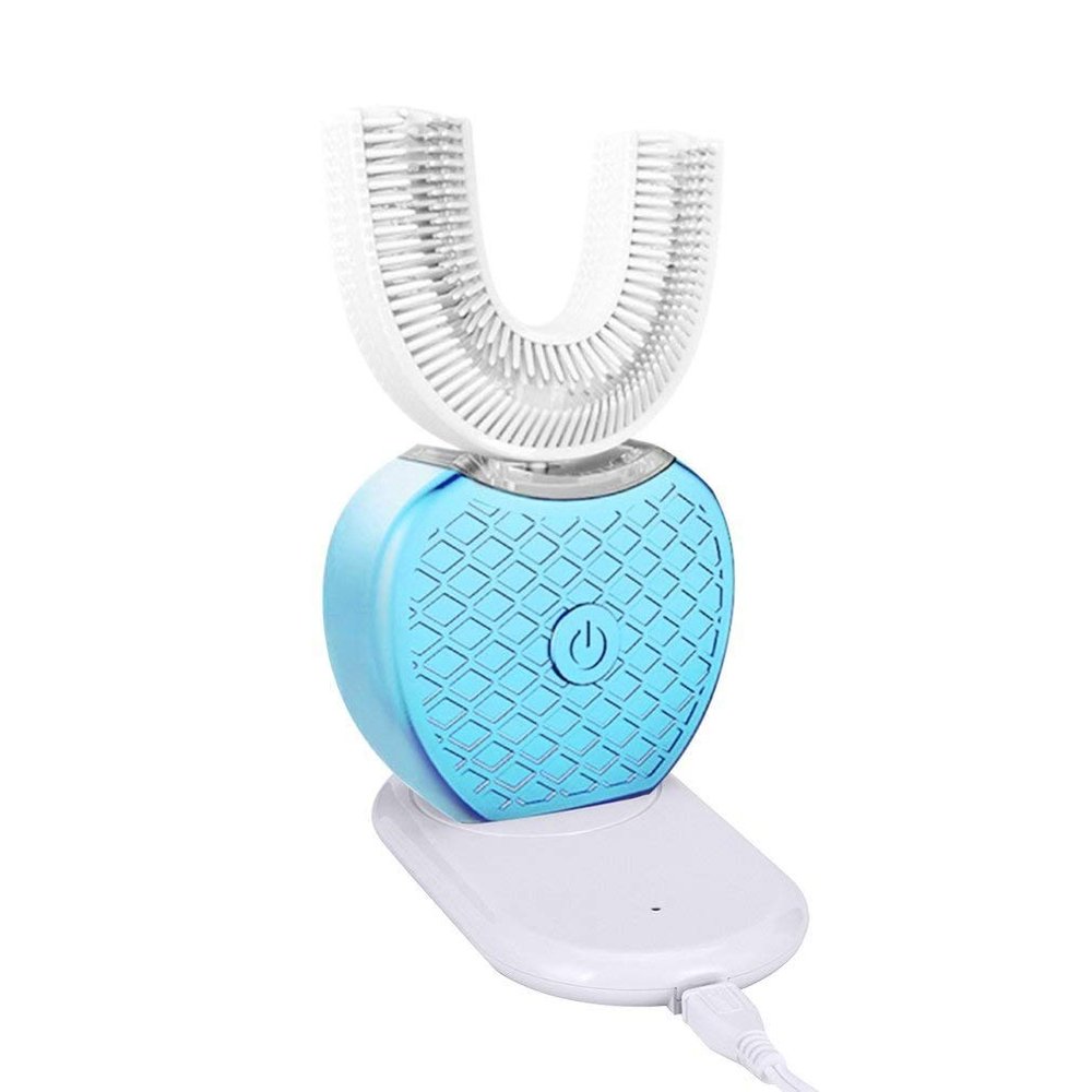 360 Degree Automatic Smart Brush Electric U-Shaped USB Oral Toothpaste Toothbrush Silicone Brush Head Generation (Color : Gold)