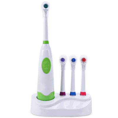 1 Set New Design Battery Operated Electric Toothbrush Waterproof Dental Care Revolving Toothbrush Heads + 3 Nozzles Oral Hygiene (Color : Green)