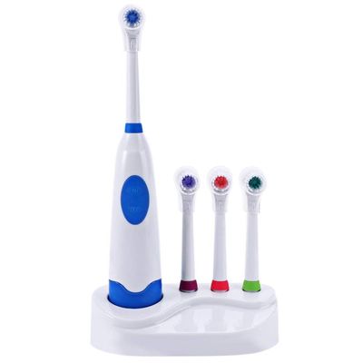 1 Set New Design Battery Operated Electric Toothbrush Waterproof Dental Care Revolving Toothbrush Heads + 3 Nozzles Oral Hygiene (Color : Blue)