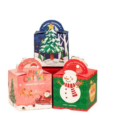 Tianneng Gift Box, 20 Mixed Colors Apple Packaging Box, Cartoon Pattern, Portable Children Gift Bag, 9*9.5*9.3cm, for Christmas Eve