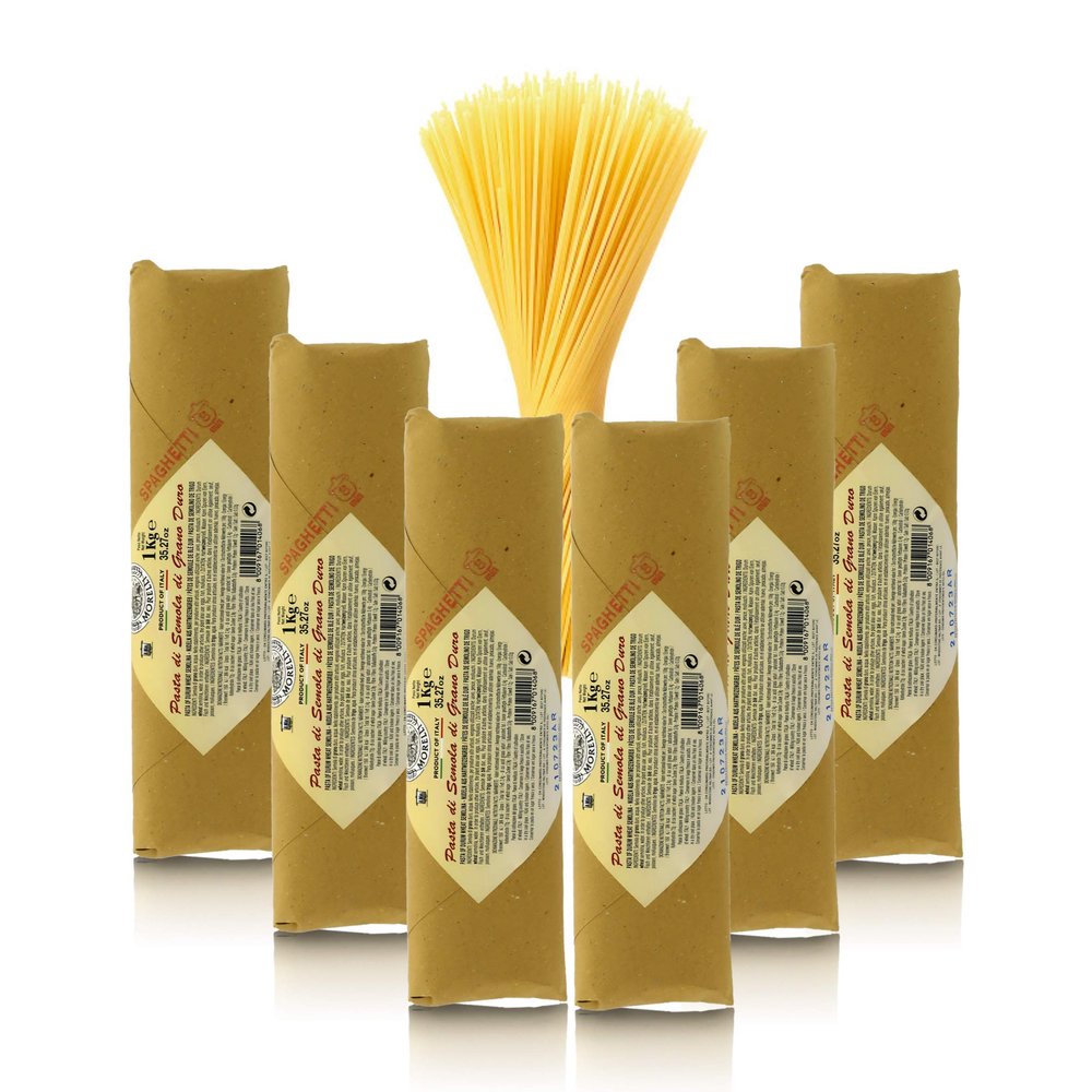 Antico Pastificio Morelli 1860 Srl Spaghetti Noodles 8 Minutes, Typical Regional Pasta, 6 Packs of 1000 Grams