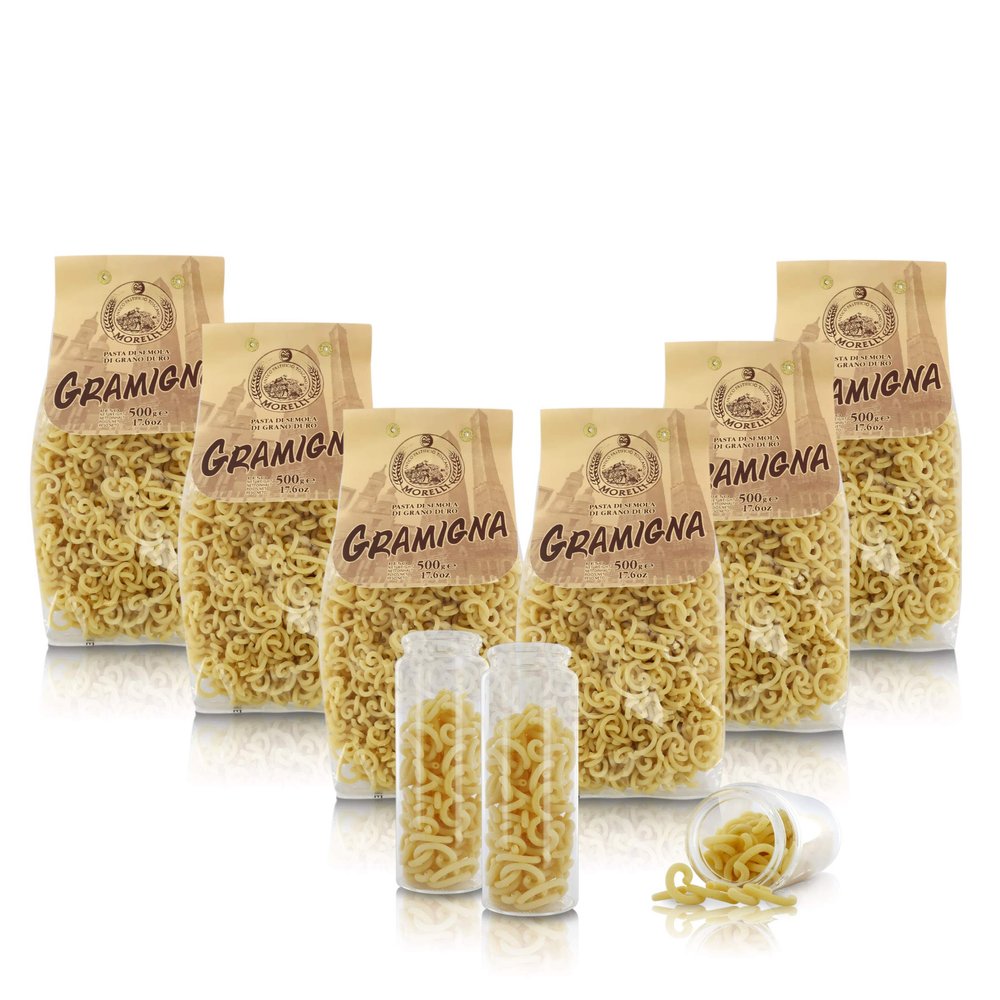 Antico Pastificio Morelli 1860 Srl Gramigna, Regional typical pasta, 6 Packs of 500 Grams