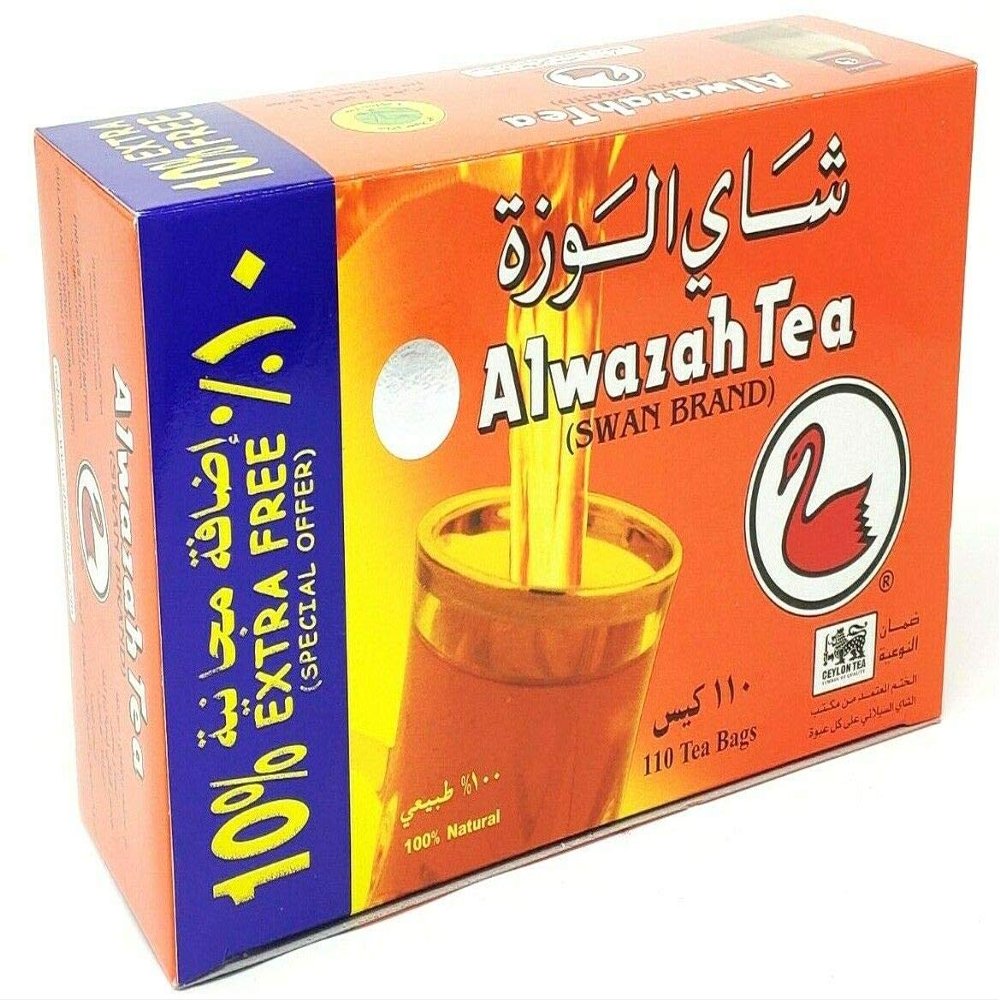 ALwazah Tea - 100% Pure Ceylon Black Tea - New Blend (110 Black Tea Bags)
