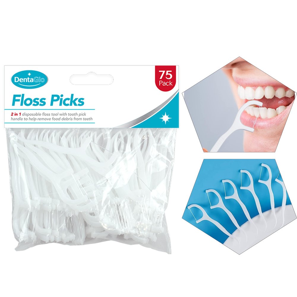 75PCS Dental Floss Toothpicks, Dental Floss Interdental Cleaning Disposable Flossers Floss Picks, Tooth Picks Teeth Cleaning Dental Hygiene