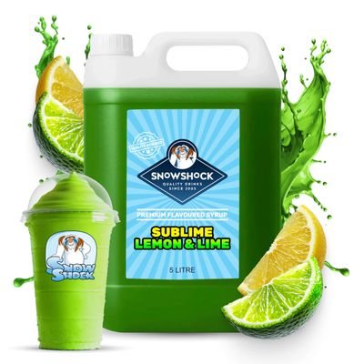 SnowShock Slush Syrup 5L Lemon & Lime | Slushy Concentrate Dilute for Ice Slushie Machine - Makes Up To 110 Drinks - Refreshing Frozen Drink Mix for Kids Parties, Cafes, Events & Food Vans | Vegan