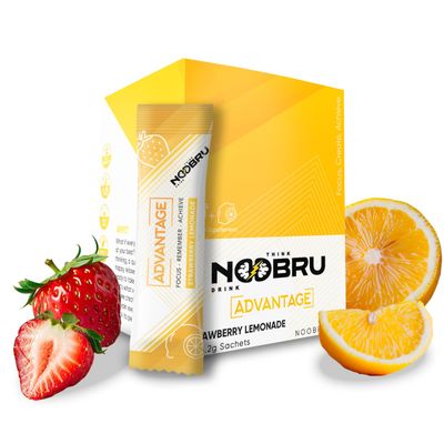 Noobru dvantage Nootropic - Delicious Nootropics Brain Supplement with 11 Active Ingredients - Natural Cognitive Enhancer - 20 Strawberry Lemonade Sachets - 1 Month Supply, 20 Count (Pack of 1)