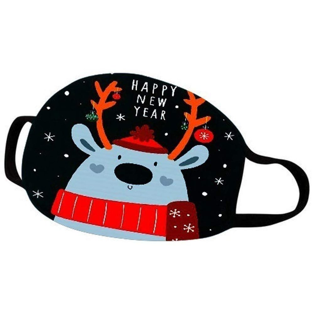 1 Pack Cute Couples_Mask For Christmas Cotton Farbric Washable Reusable Adjustable Earloops Antidust Soft Wear Breathable Outdoor Running Cycling