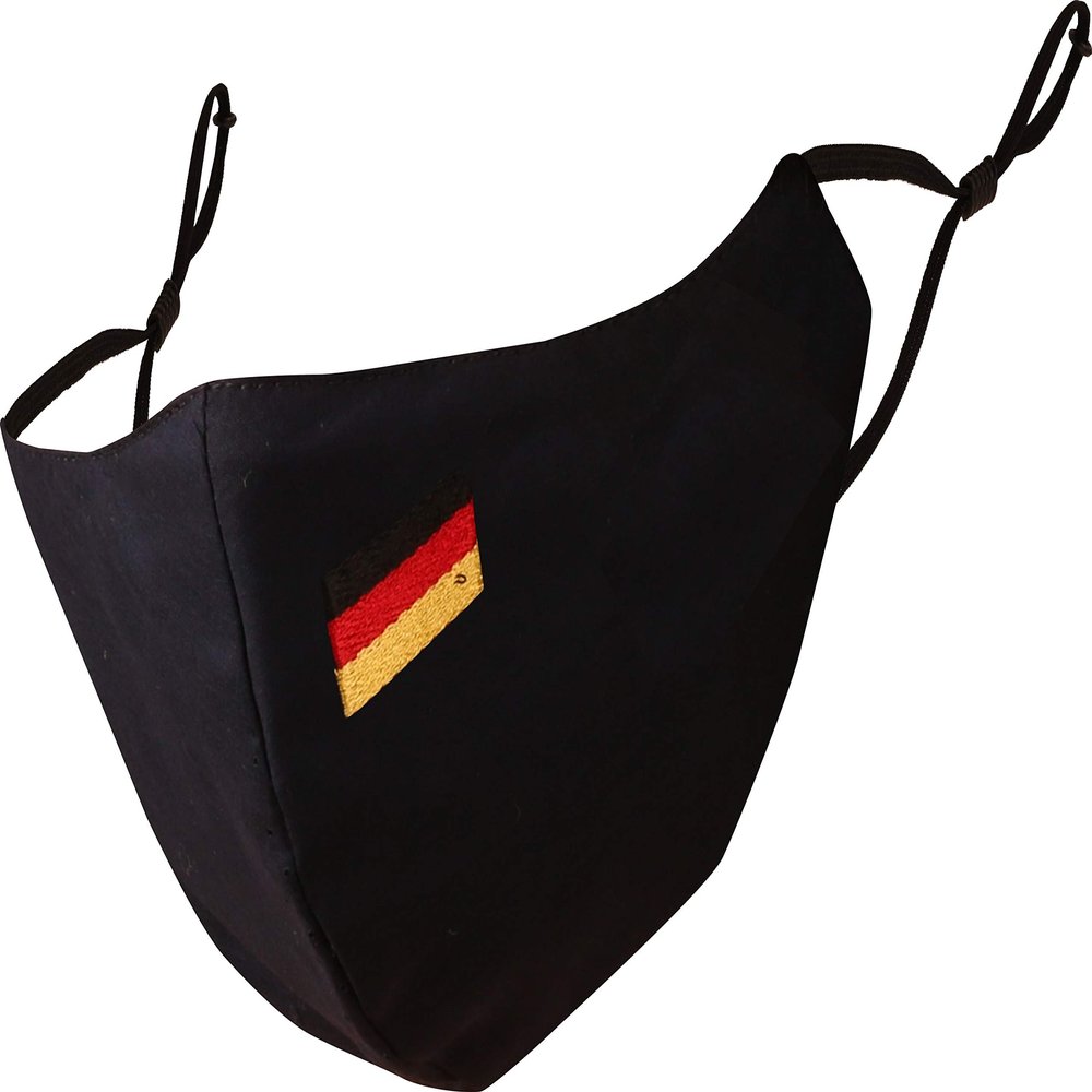 Touchstone German Deutsch Flag embroidered 3 layer medium size cotton face masks reusable machine washable adjustable for men, women. (Pack of 1). Navy Blue