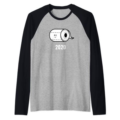 2020 Toilet Paper Roll Cartoon Face Smiling Sarcasm Raglan Baseball Tee