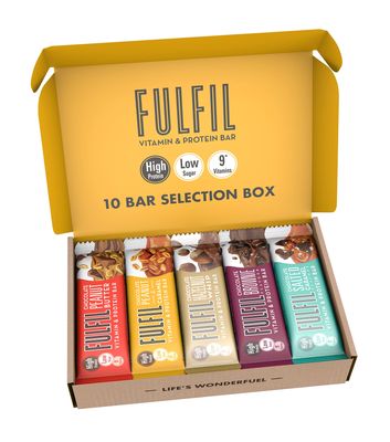 FULFIL Vitamin and Protein Bars (10 x 55 g Bars)  Exclusive 10 Bar Selection Box  20 g High Protein, 9 Vitamins, Low Sugar