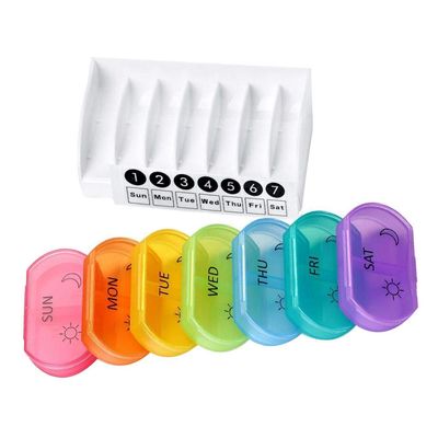 Tubayia 7 Days 14 Compartments Pill Box Pill Box Medicine Box for Travel, School, Office