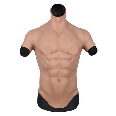 YIQI Silicone Muscle Chest Realistic Male Chest Vest Abdominal Muscle Simulation Skin Silicone Soft, Dark Brown, Small-Medium