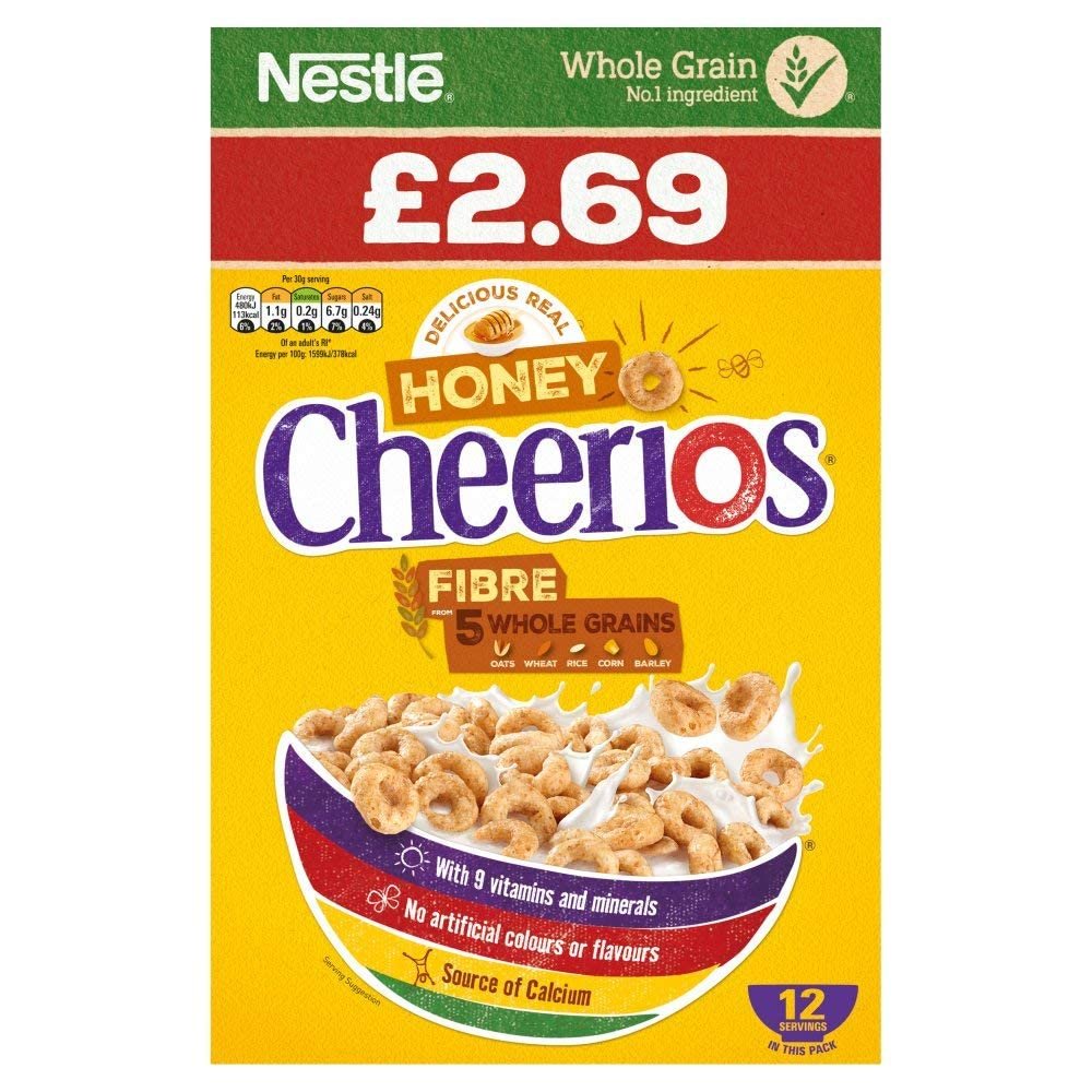 Nestle Cheerios Honey Cereal with Mixed Whole Grain, 6 x 375g