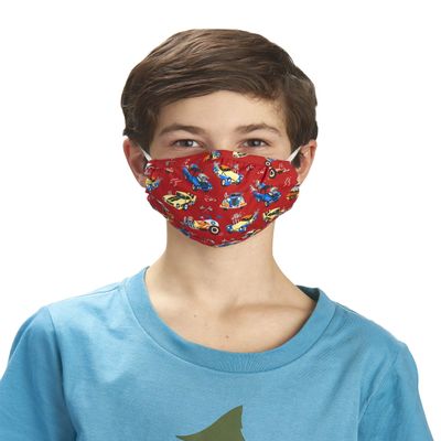 Hatley Unisex Kid's Double Layer Face Mask with Ear Elastic, Hot Rods, One Size